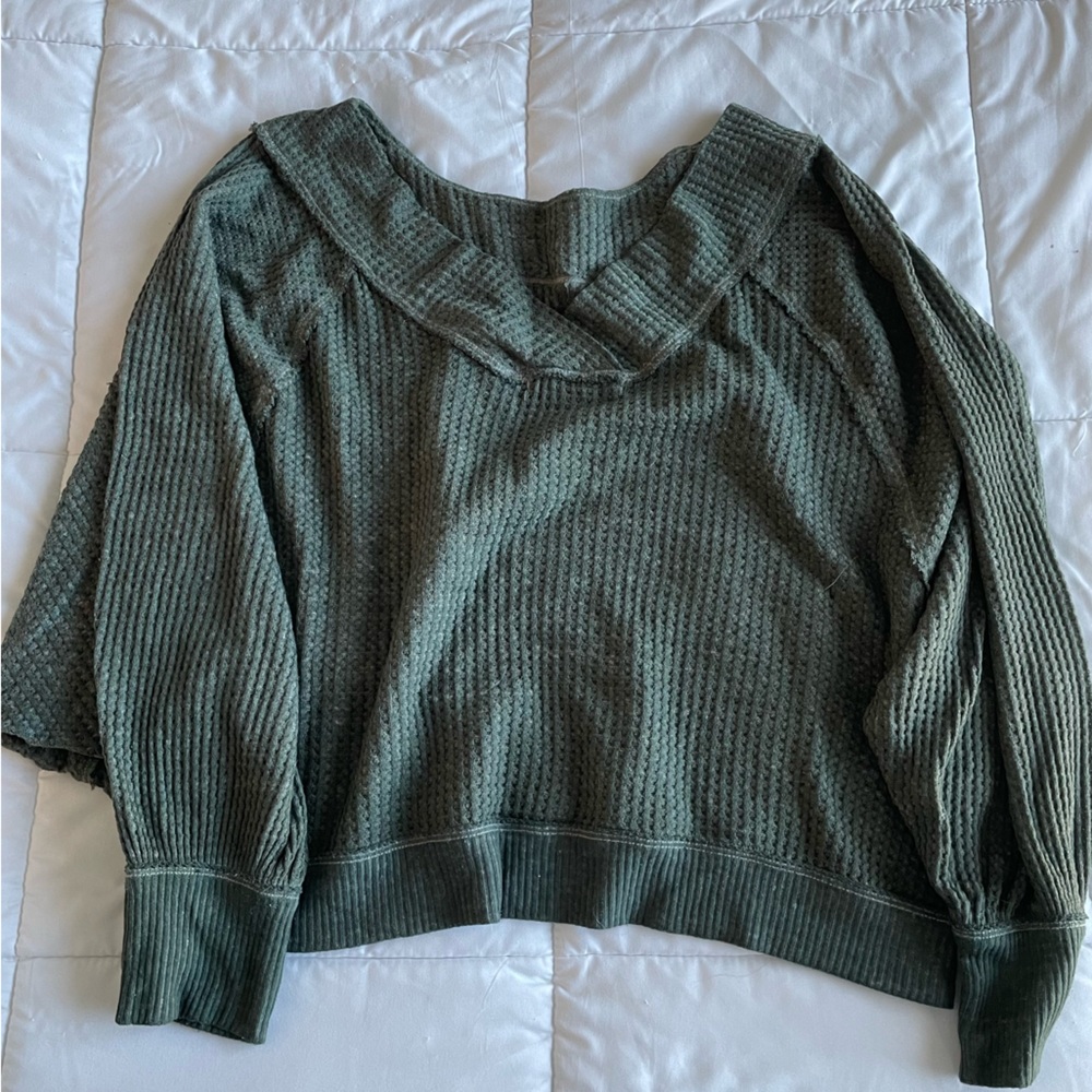 free people waffle sweater